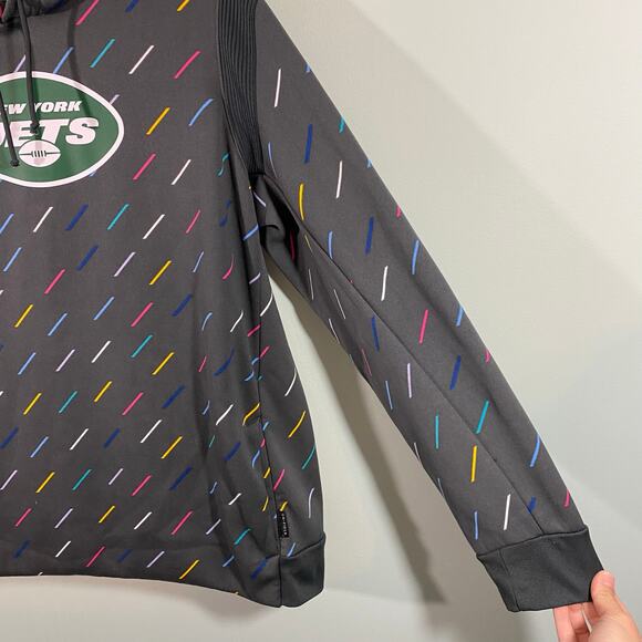 NFL On Field New York Jets Grey Crucial Catch Pattern Pullover Hoodie Size XXL - Picture 5 of 9